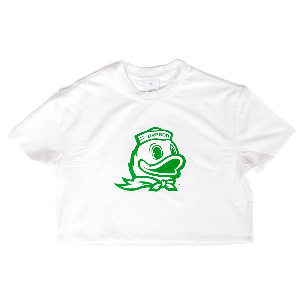 Ducks Spirit, Zoozatz, White, Crop Top, Cotton Blend, Kids, Youth, Mascot, Outline, T-Shirt, 955883